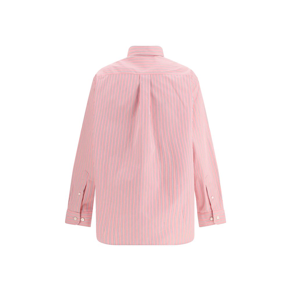 Miu Miu – Chemise en popeline rayée avec logo brodé