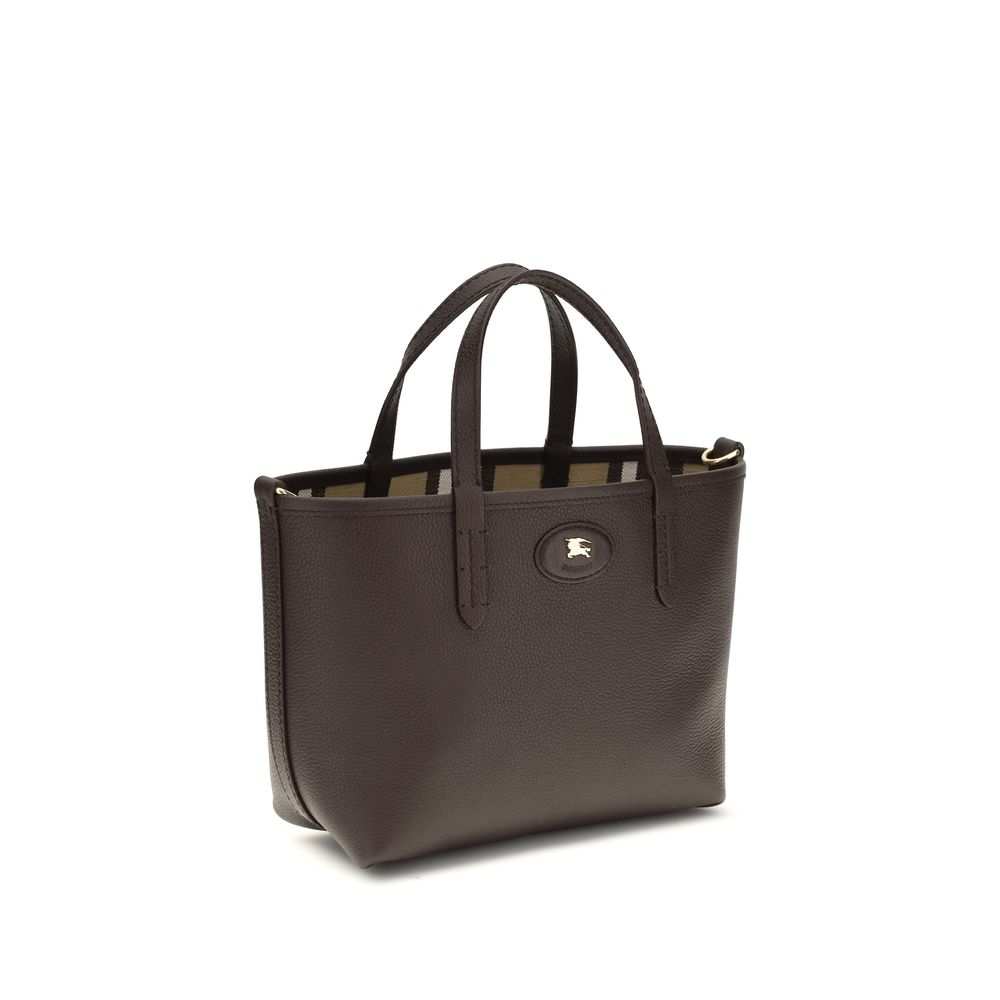 Burberry — Bloomsbury Mini Tote réversible en cuir beige