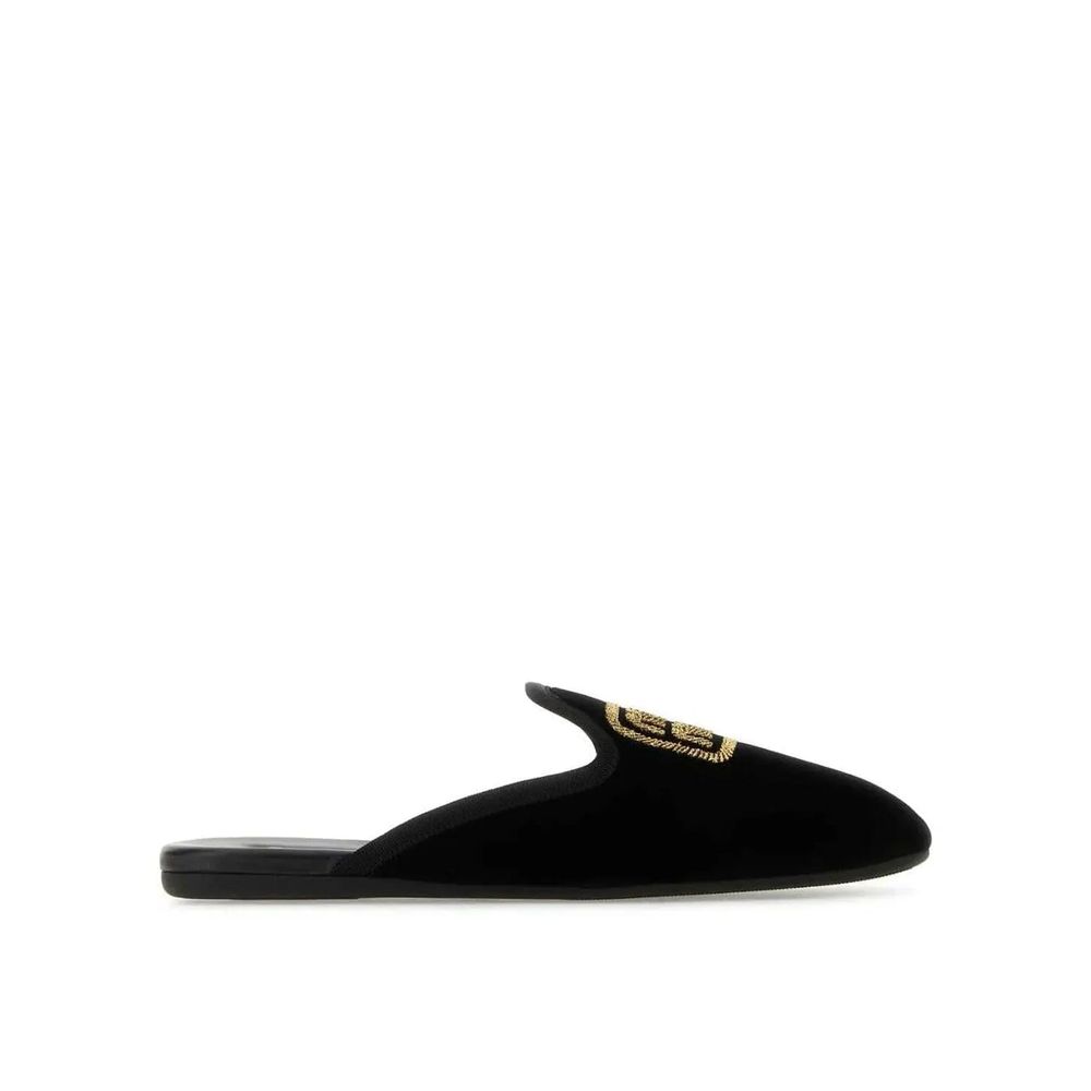 Miu Miu – Mules en cuir effet velours avec logo brodé
