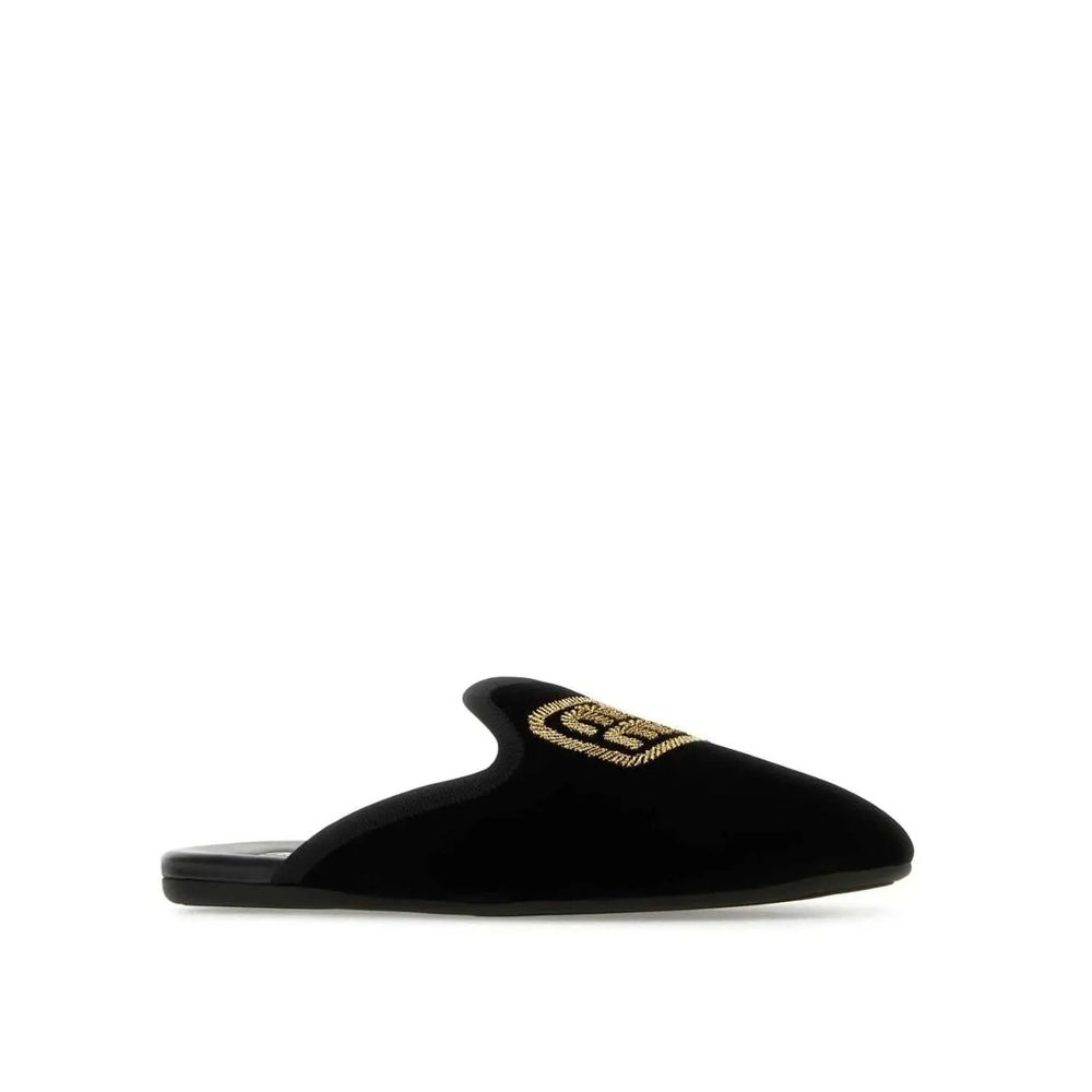 Miu Miu – Mules en cuir effet velours avec logo brodé