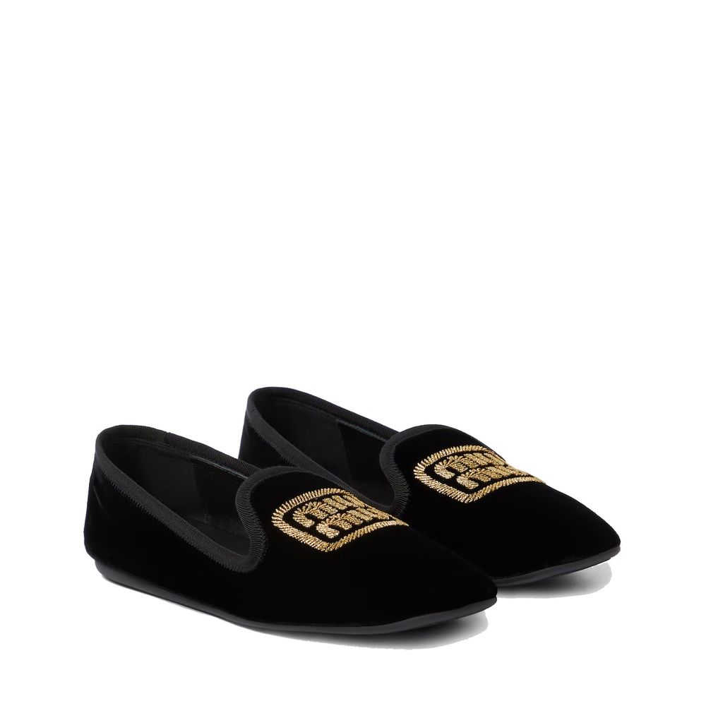 Miu Miu – Slippers en velours avec logo brodé