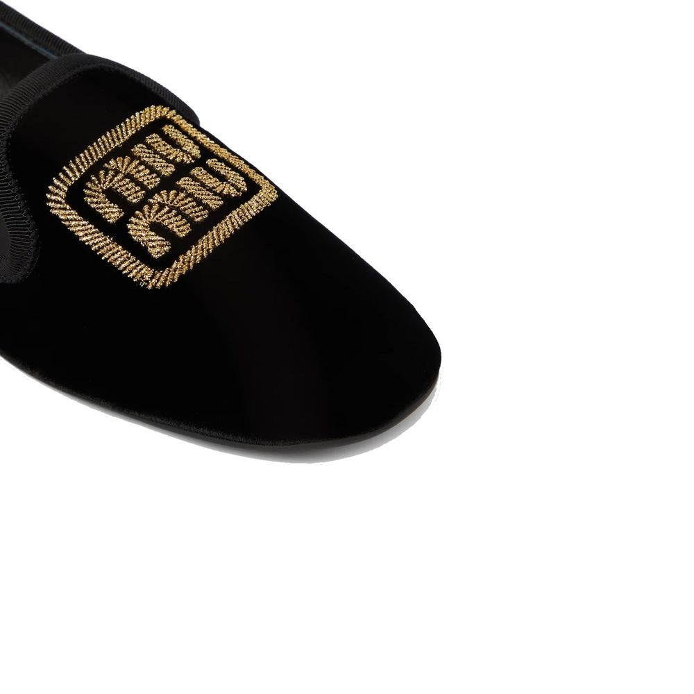 Miu Miu – Slippers en velours avec logo brodé
