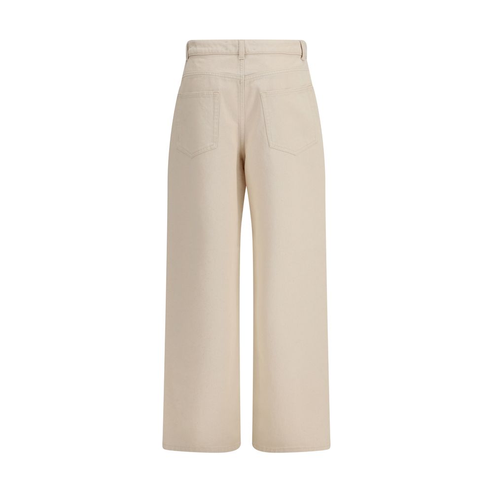 Róhe — Pantalon en coton beige à coupe baggy