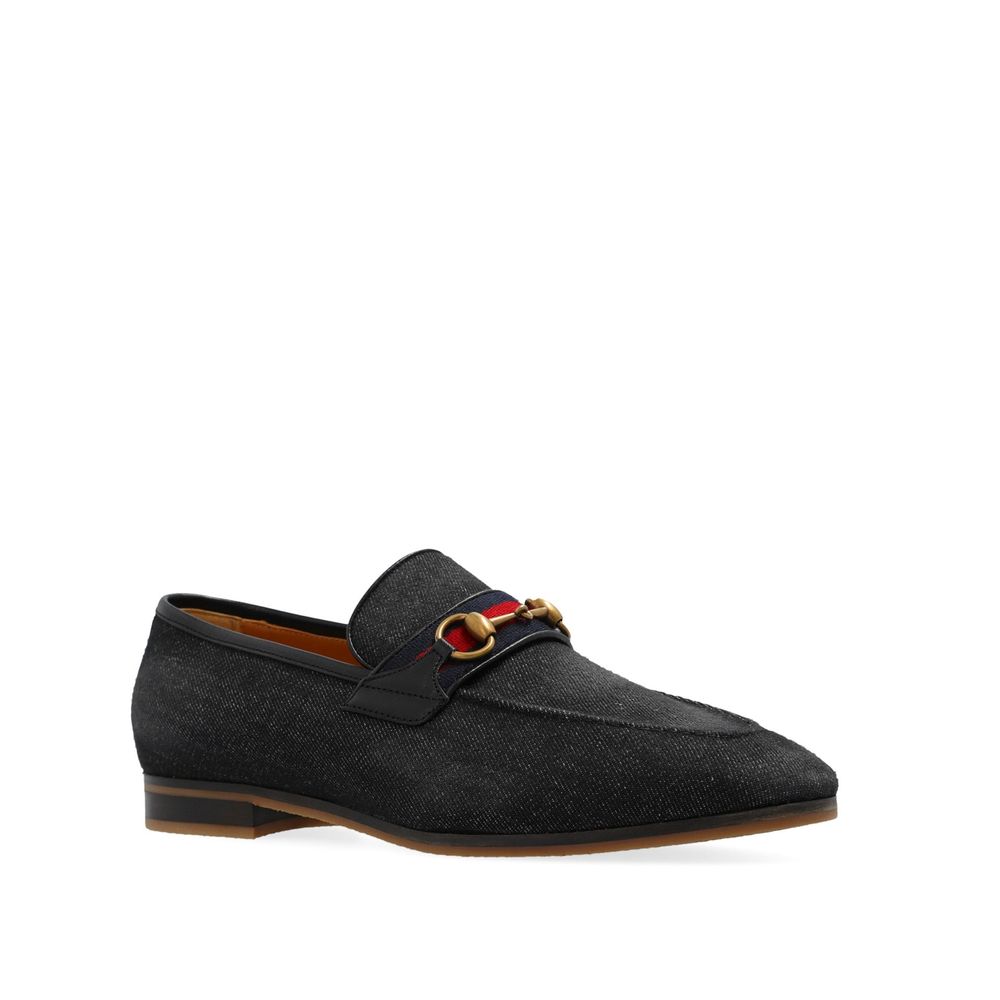 Black Fabric Slip-On Loafers