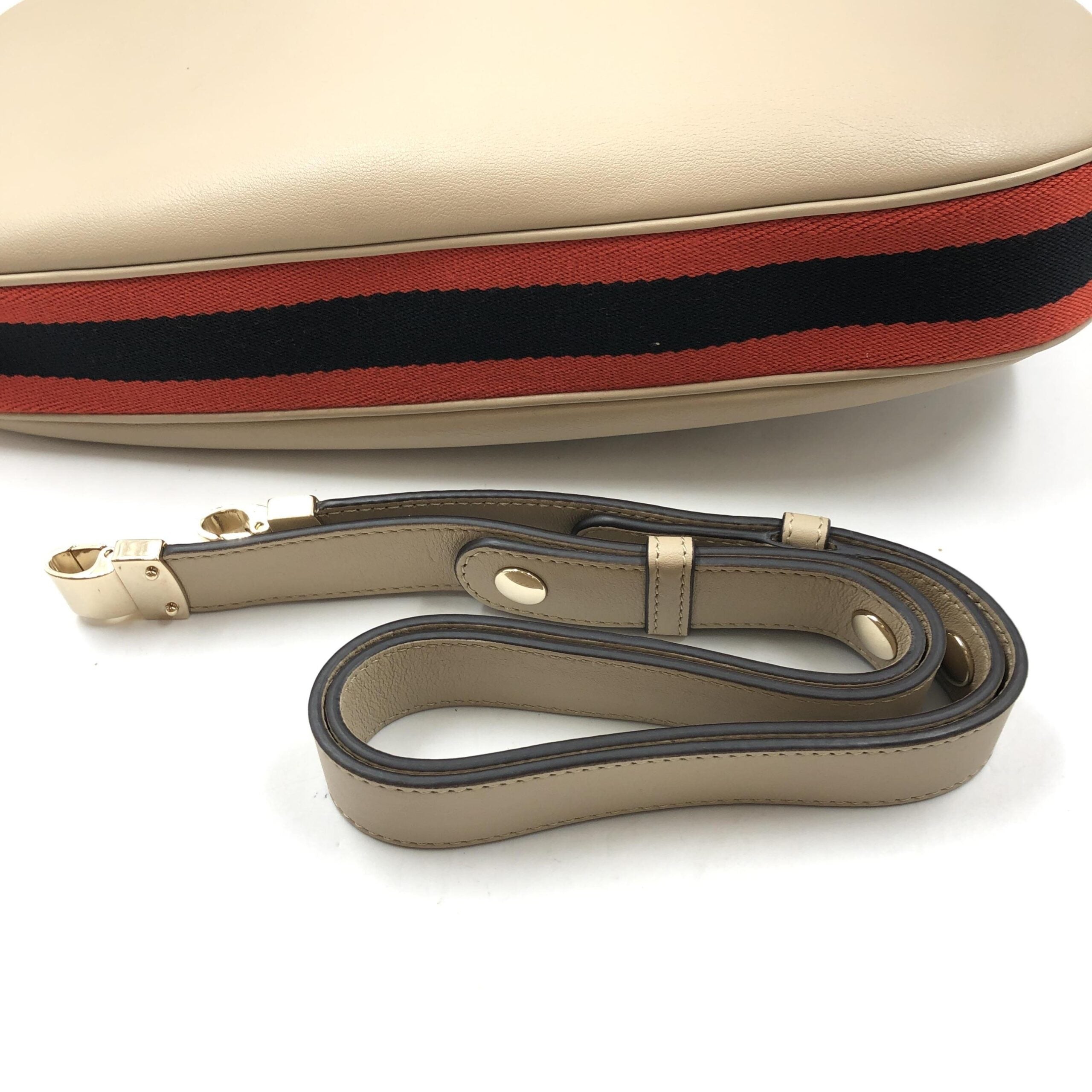 Gucci Aria Calfskin Web Large Attache Shoulder Bag Beige