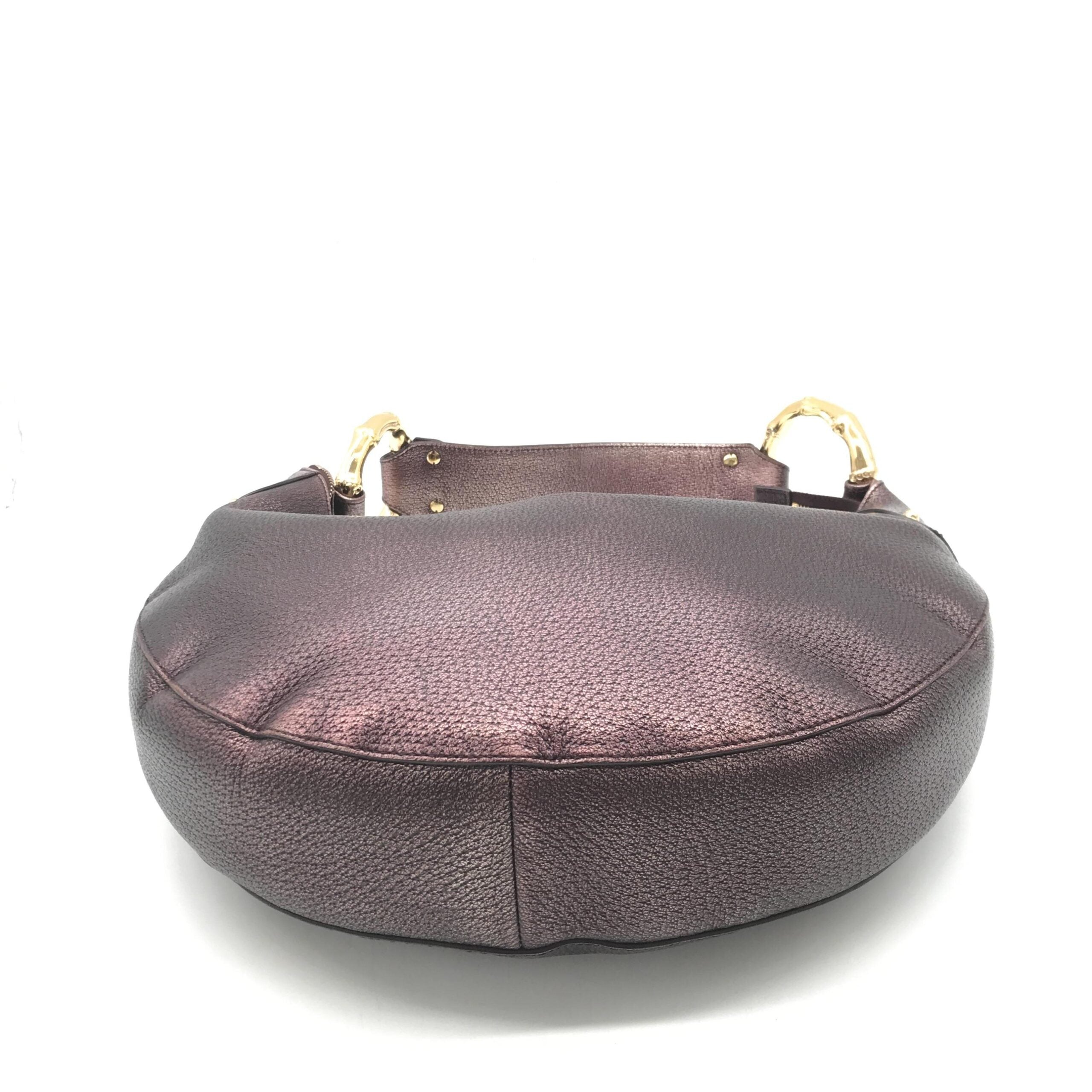 Metallic Leather Bamboo Ring Hobo Bag