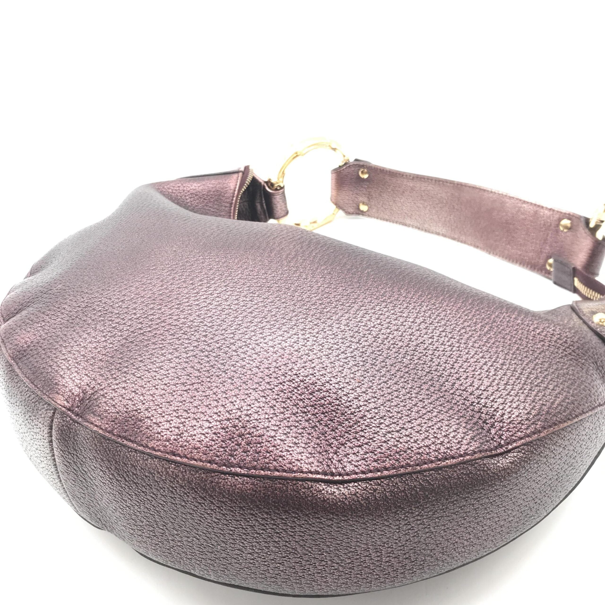 Metallic Leather Bamboo Ring Hobo Bag