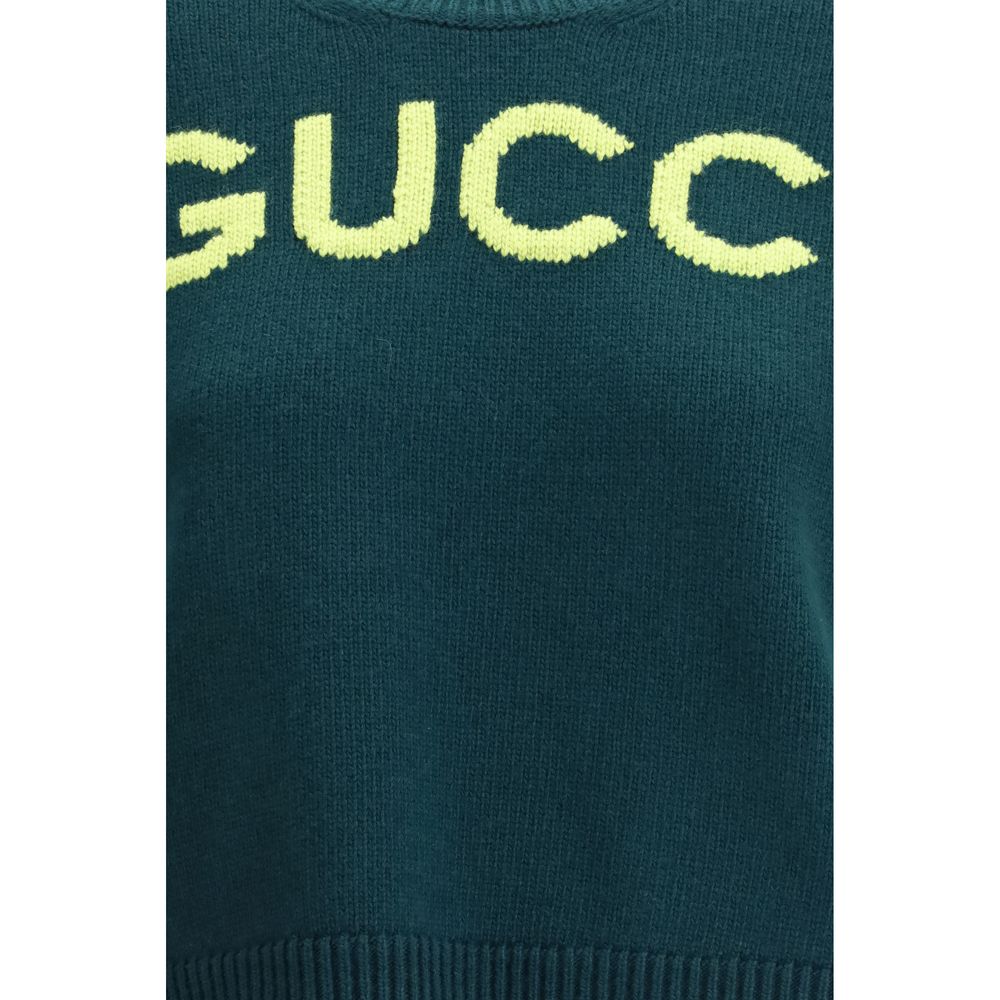 Gucci — Top bicolore en laine avec intarsia logo