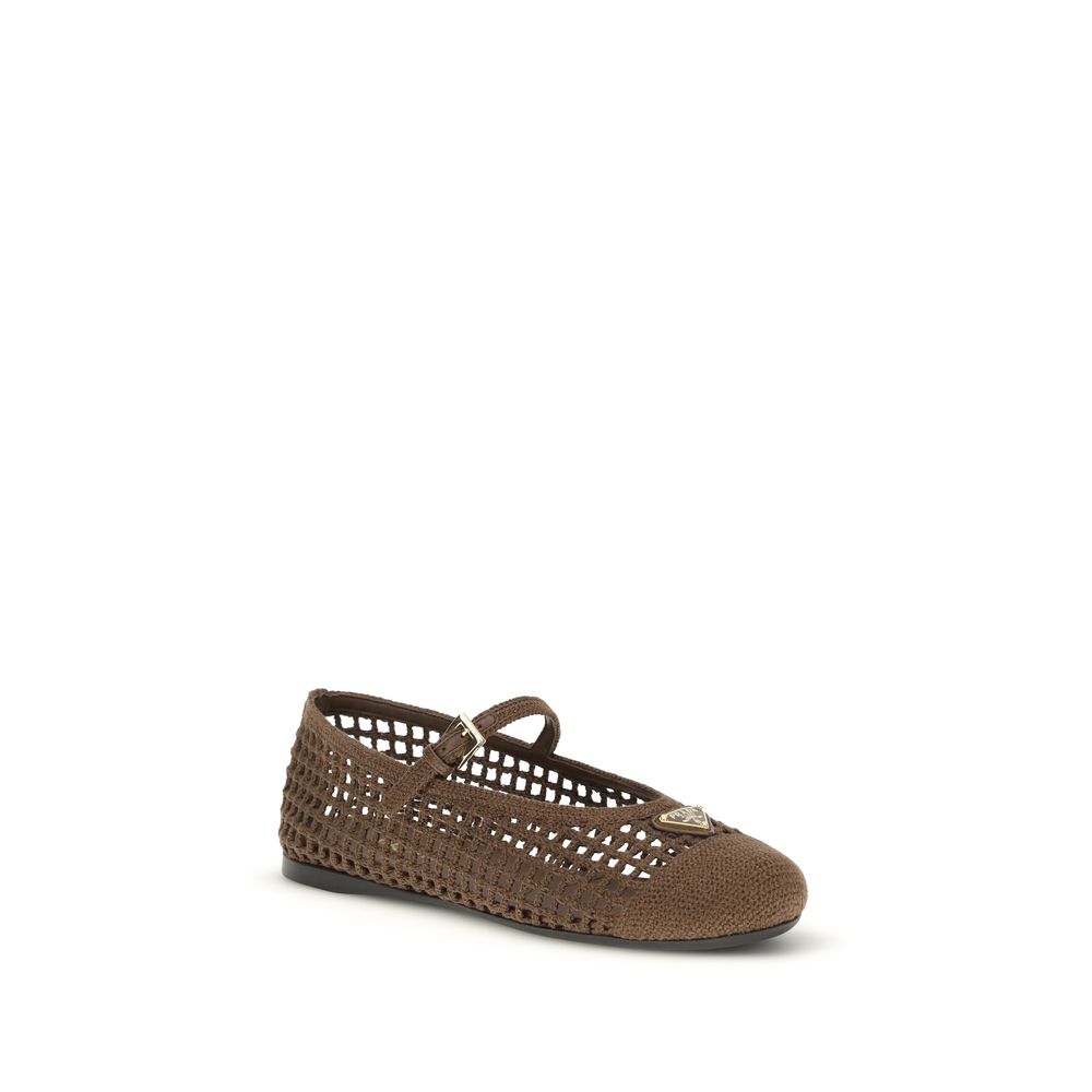 Prada – Ballerines en crochet avec logo triangle