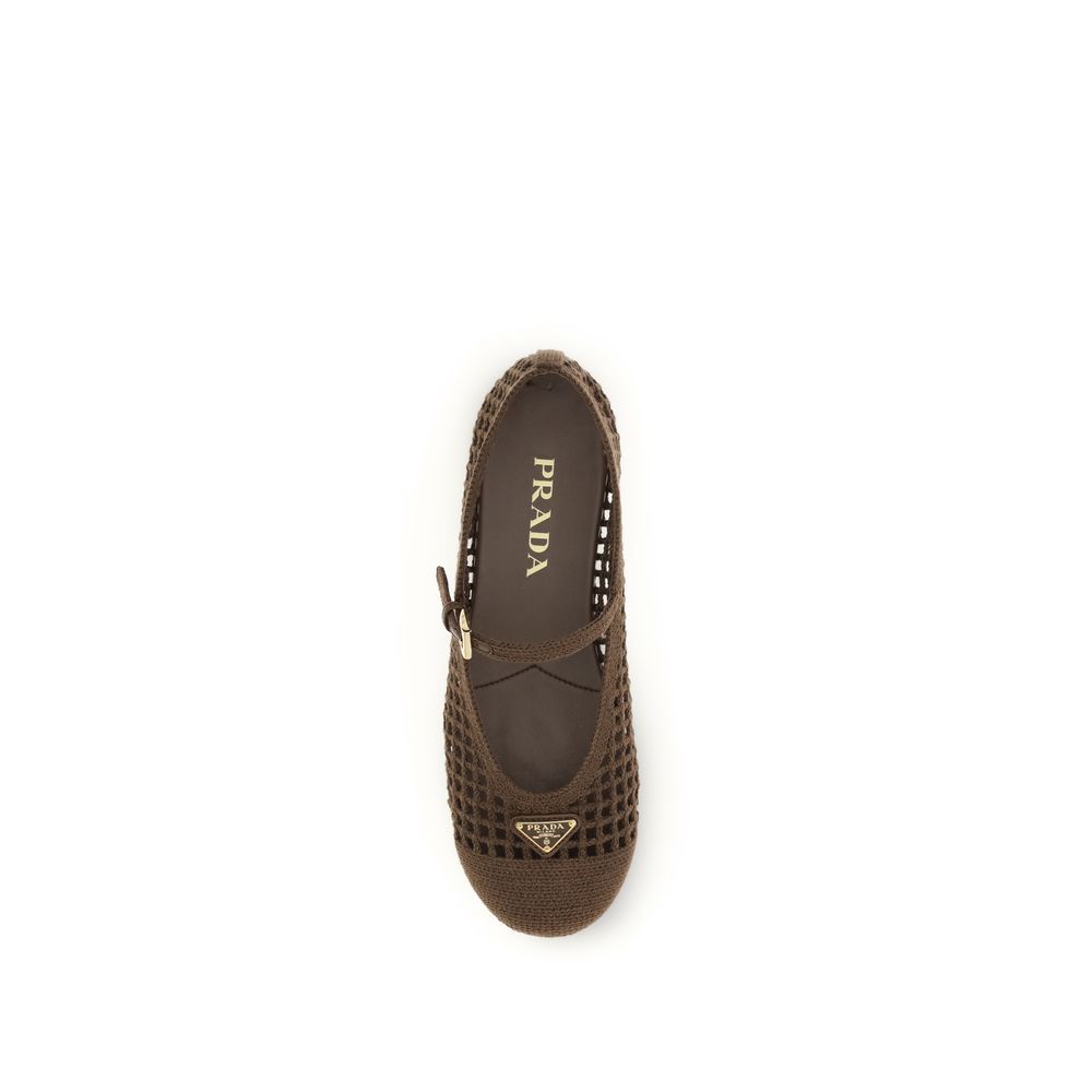 Prada – Ballerines en crochet avec logo triangle