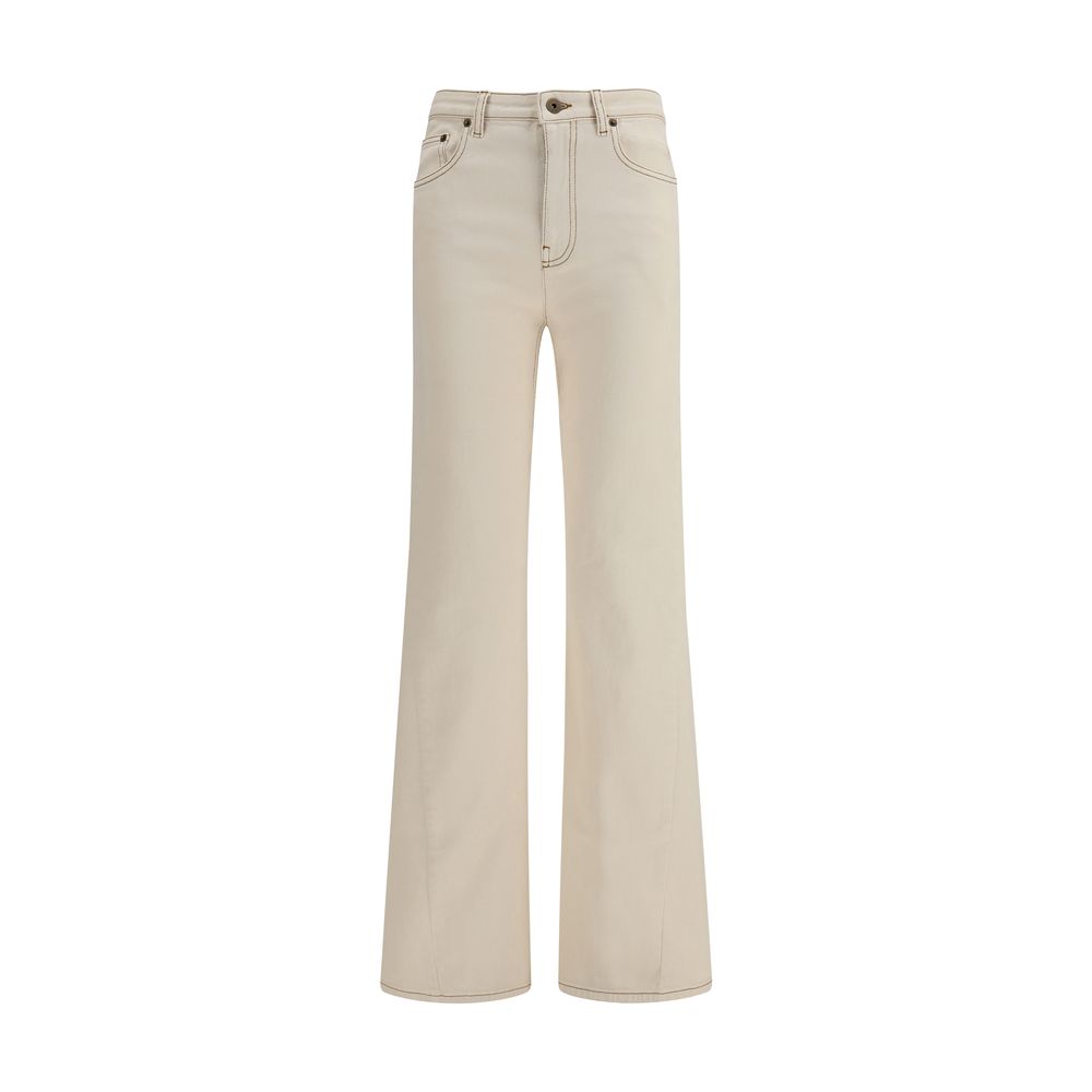 Burberry — Jean bootcut beige en coton taille haute