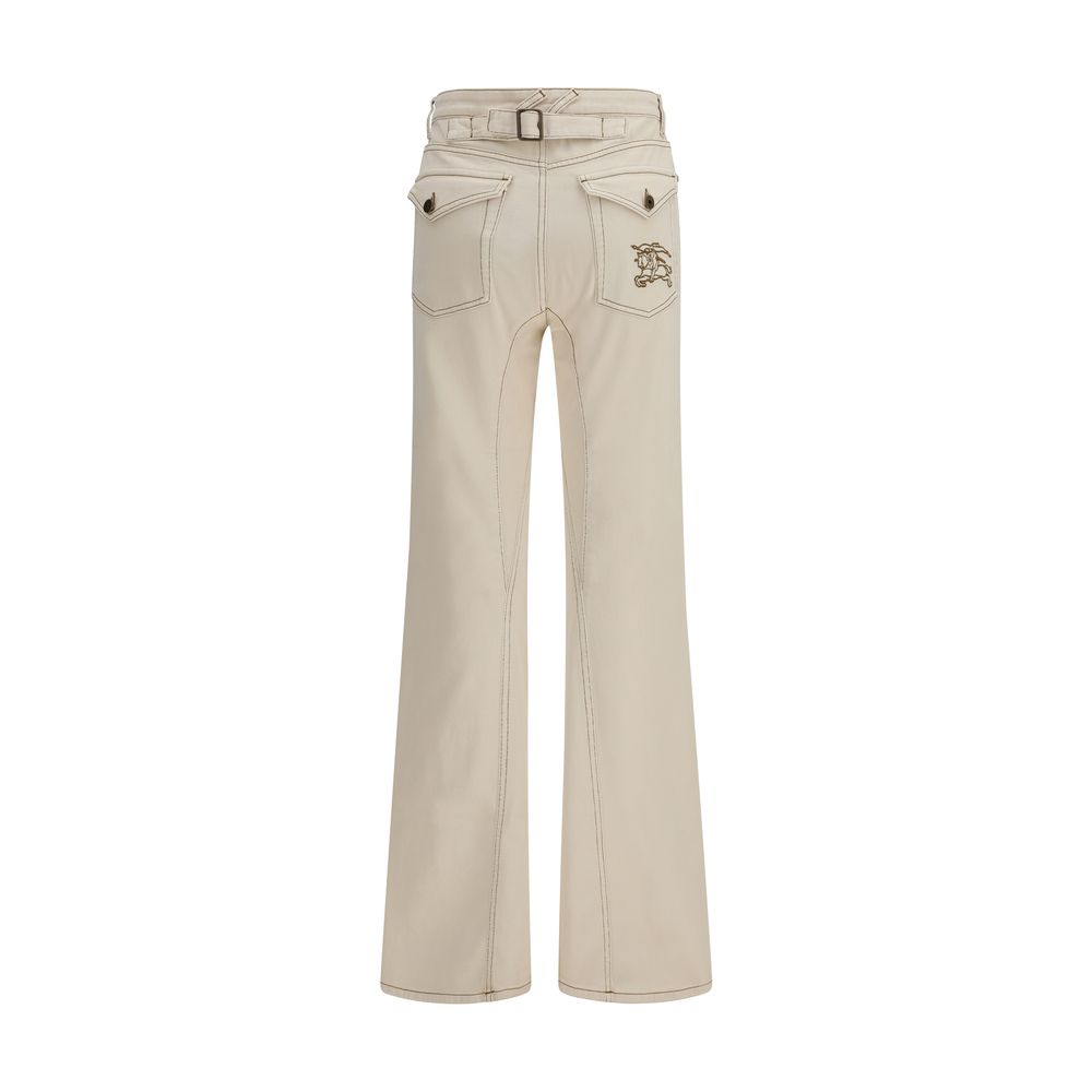 Burberry — Jean bootcut beige en coton taille haute
