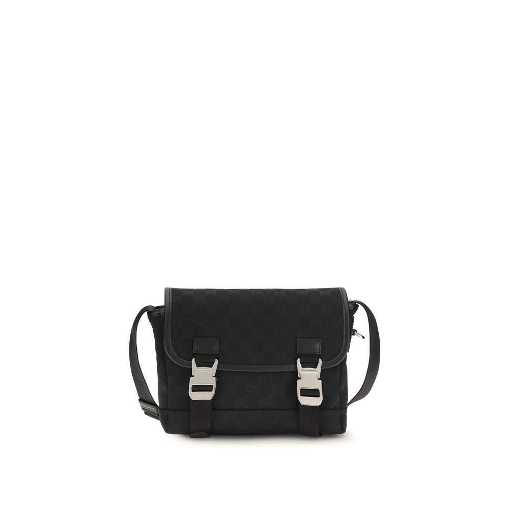 Gucci — Sac crossbody noir GG en toile avec finitions cuir