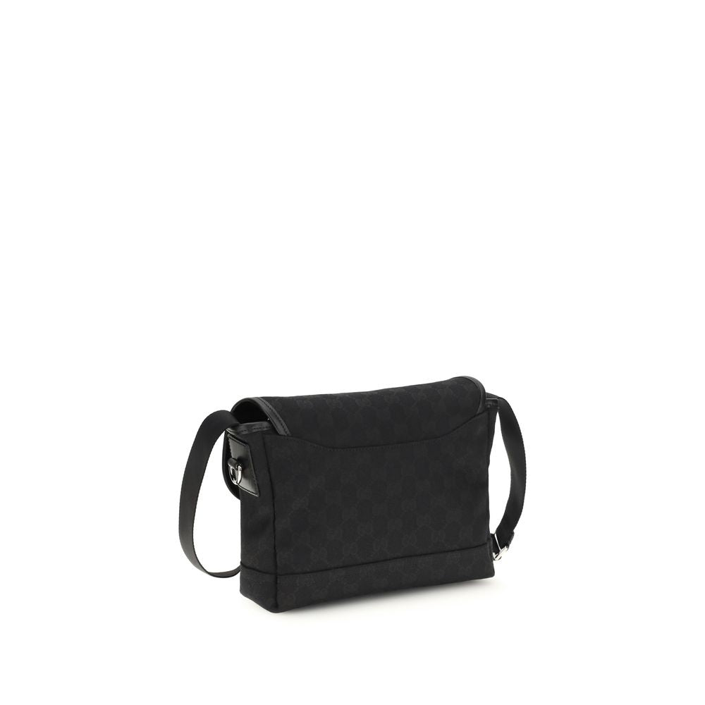 Gucci — Sac crossbody noir GG en toile avec finitions cuir