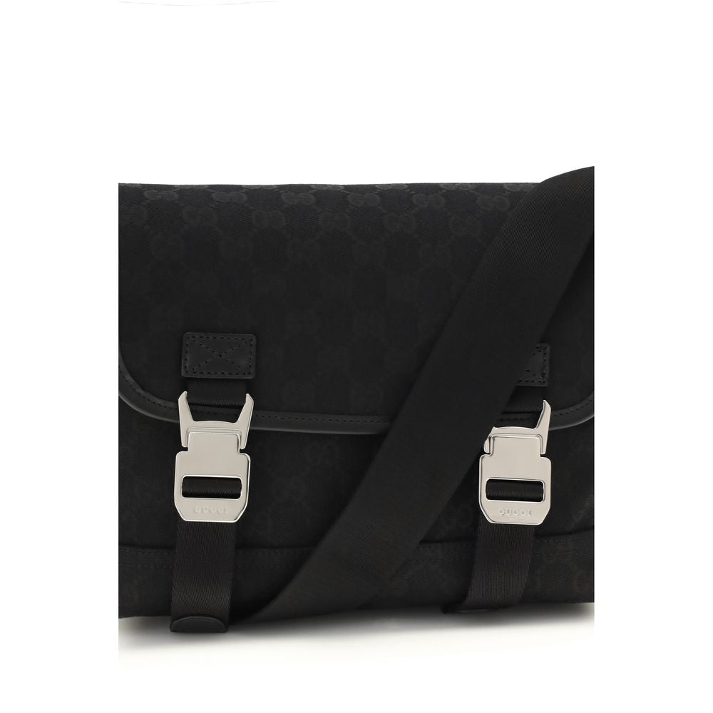Gucci — Sac crossbody noir GG en toile avec finitions cuir
