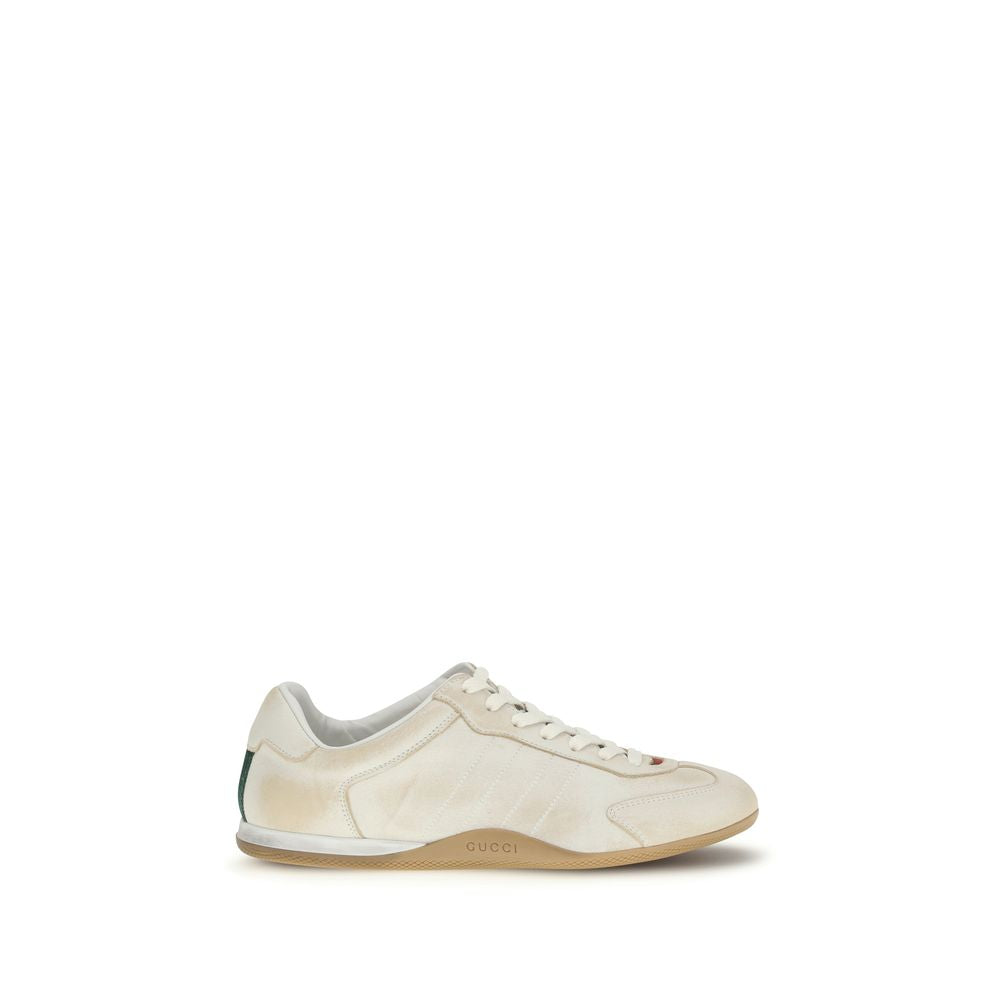 Gucci — Sneakers Shift en cuir blanc avec détail Web et semelle bicolore