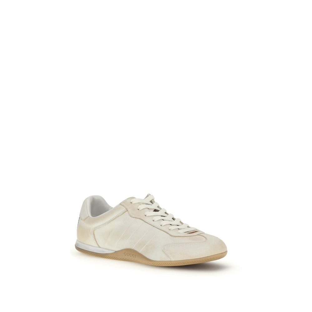 Gucci — Sneakers Shift en cuir blanc avec détail Web et semelle bicolore