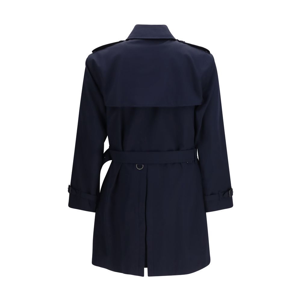 Burberry — Trench-coat en coton bleu double boutonnage avec ceinture