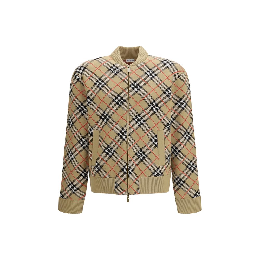 Burberry — Bomber beige en laine Vintage Check zippé