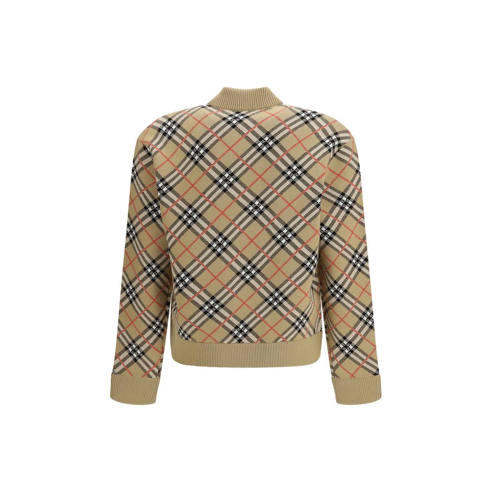 Burberry — Bomber beige en laine Vintage Check zippé