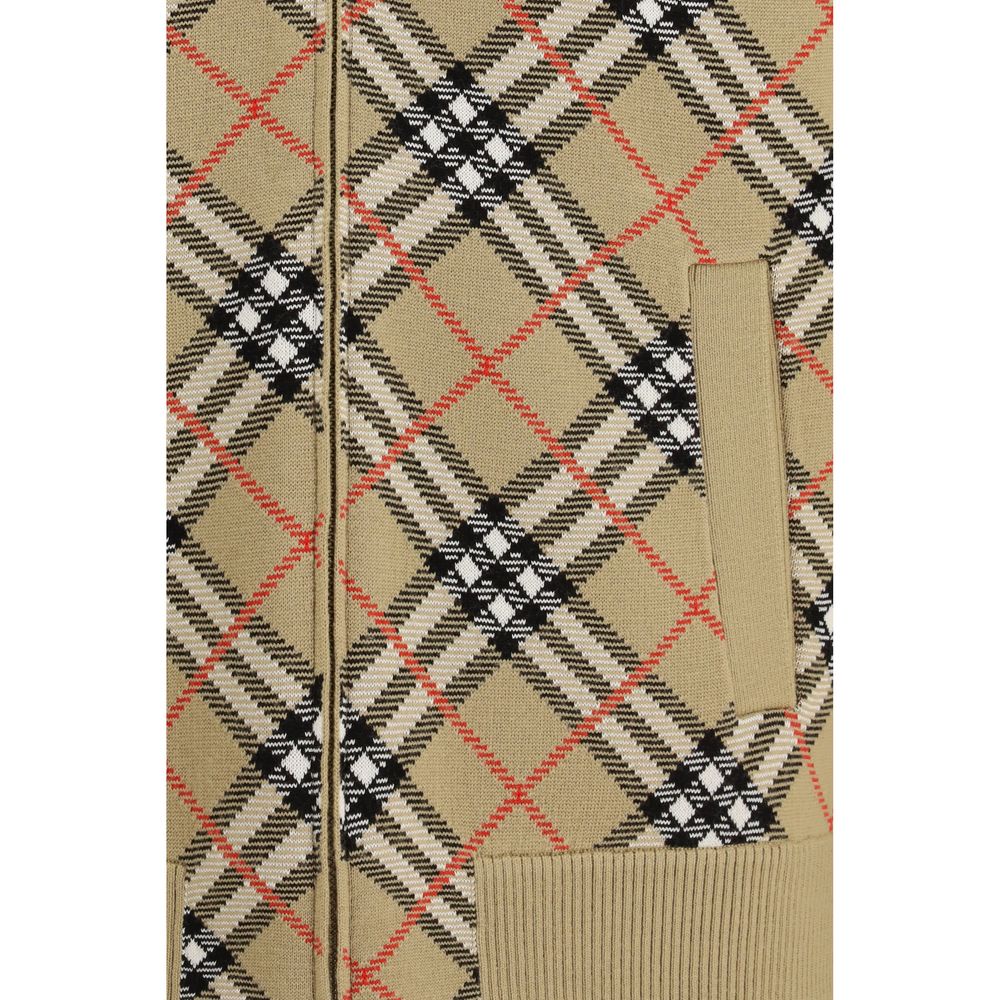 Burberry — Bomber beige en laine Vintage Check zippé