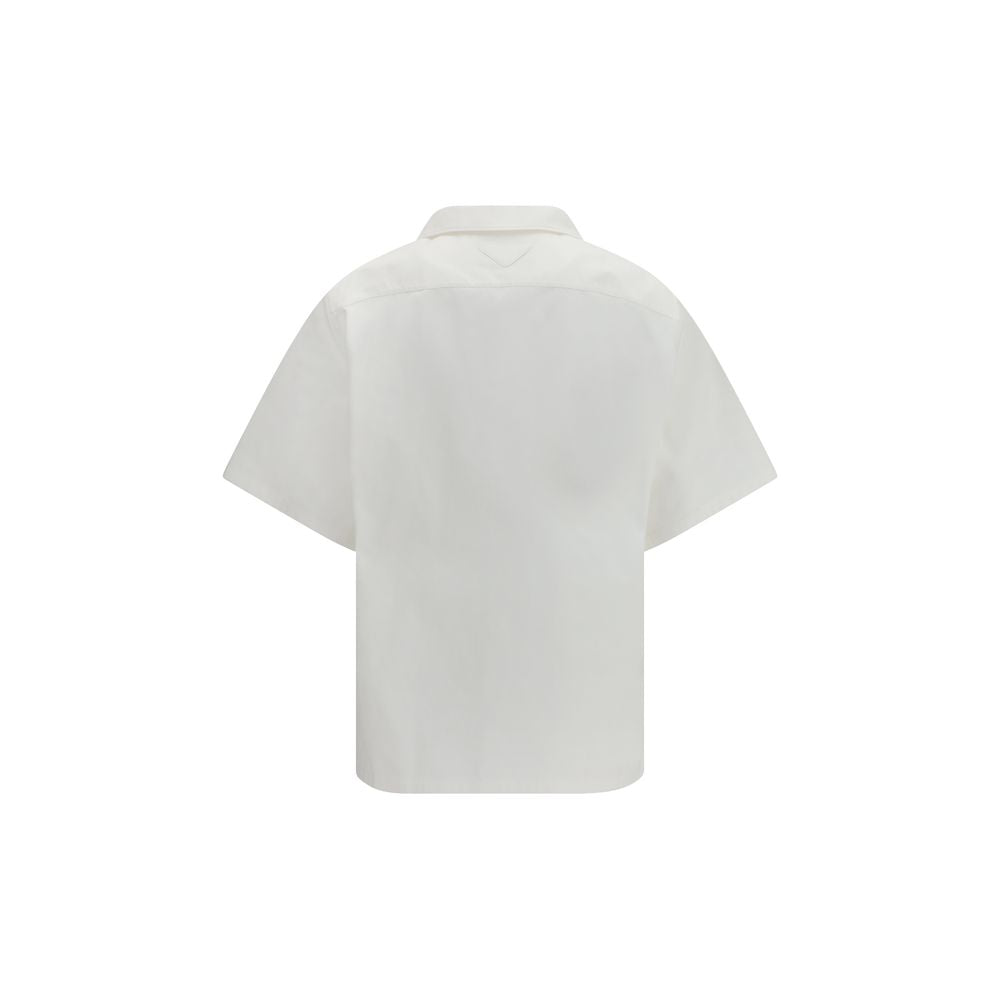 Prada — Chemise blanche en coton imprimé Wave oversize