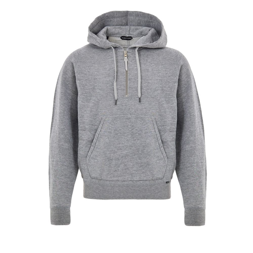 Tom Ford — Hoodie gris demi-zip en coton mélangé