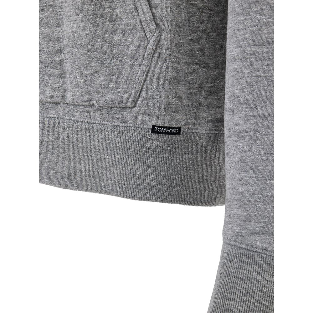 Tom Ford — Hoodie gris demi-zip en coton mélangé