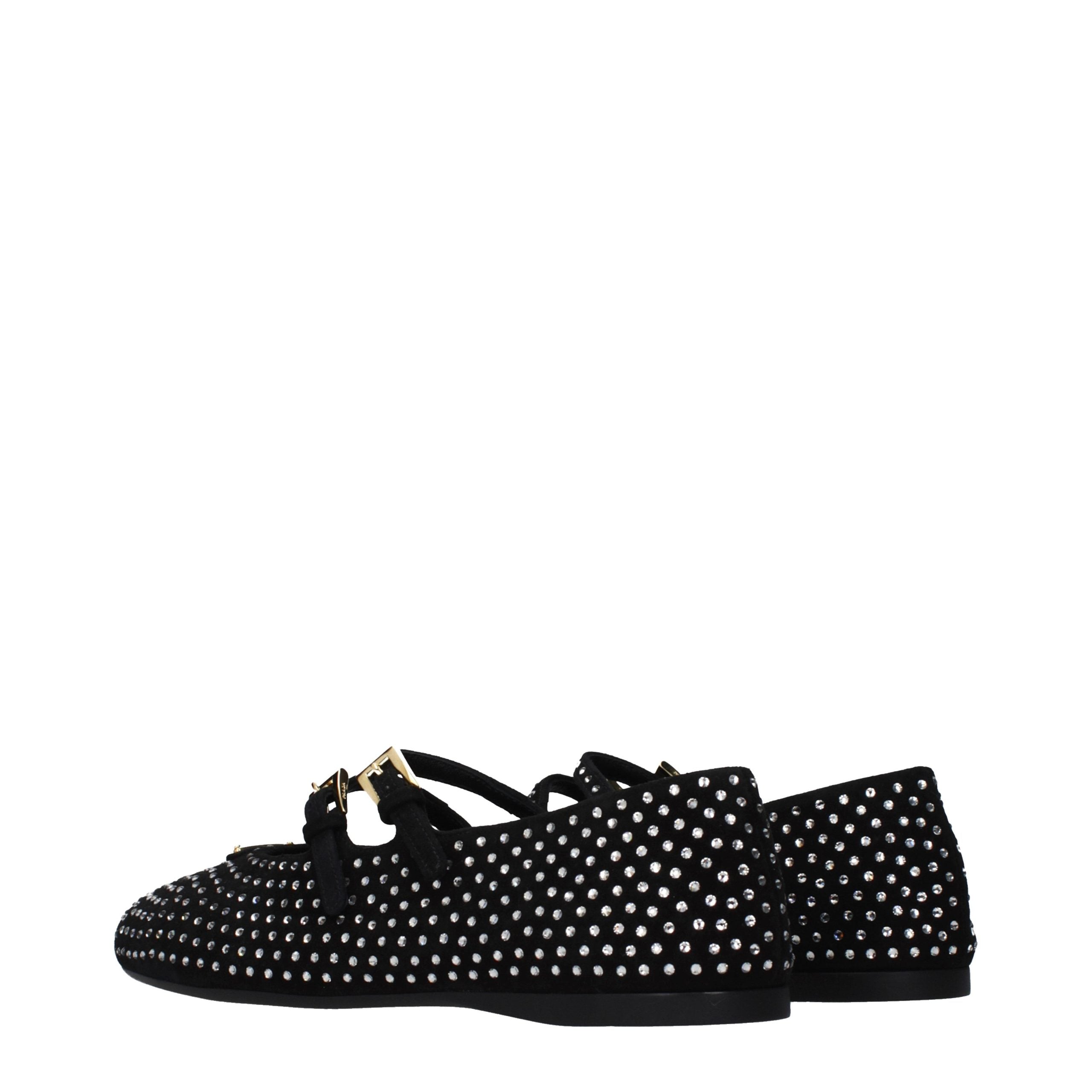 Prada — Ballerines noires en cuir avec logo frontal