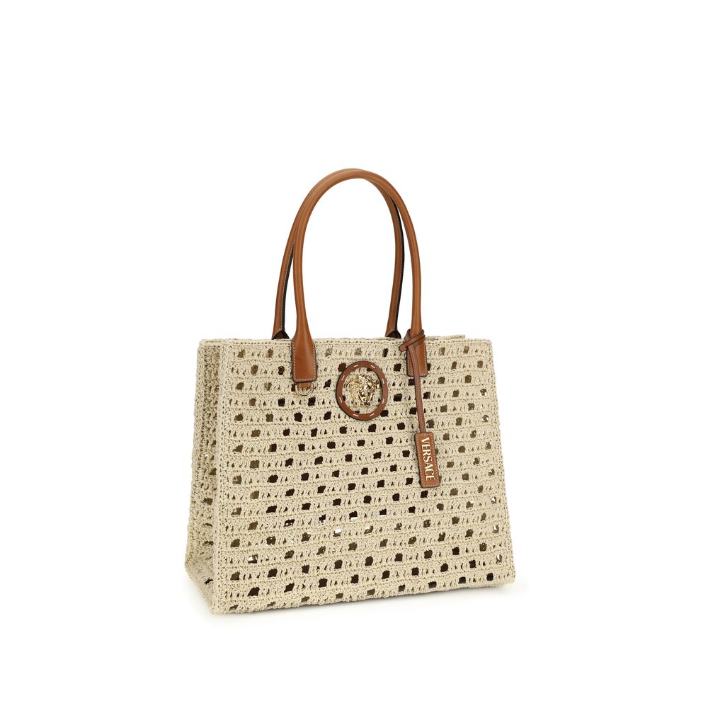 Versace — Tote bag beige en coton