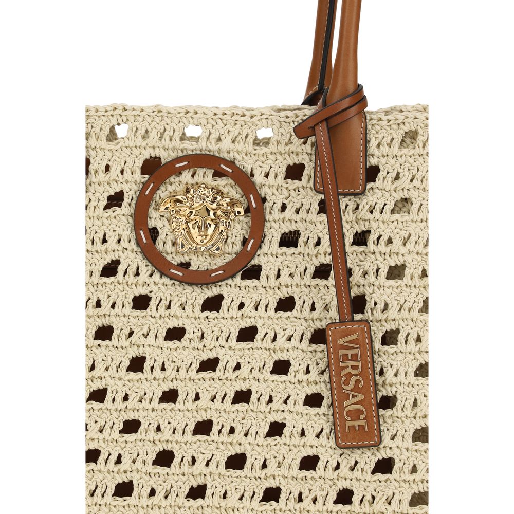Versace — Tote bag beige en coton