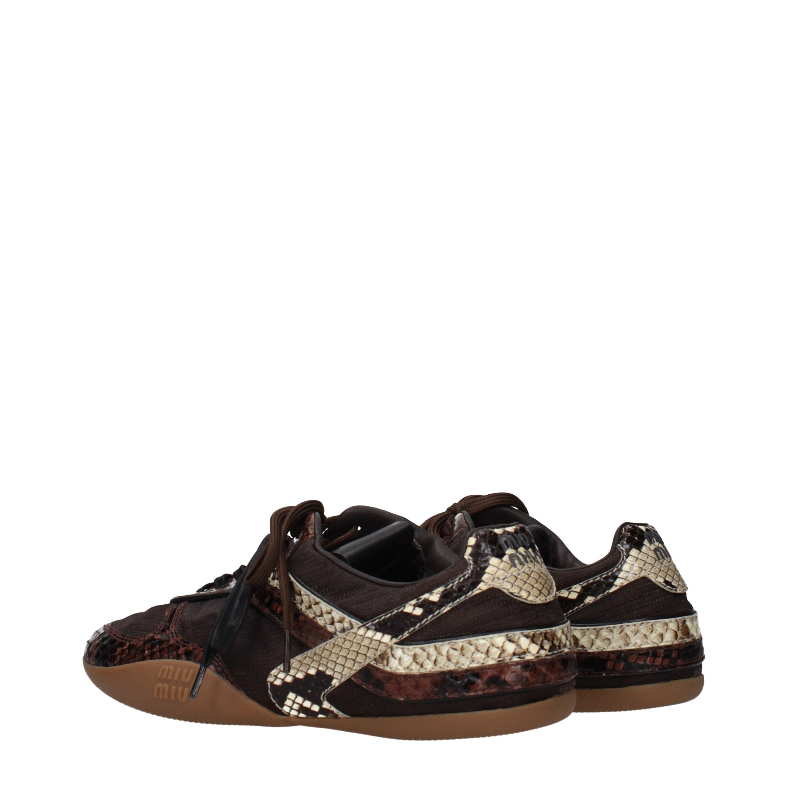 Brown Fabric Low Top Sneakers