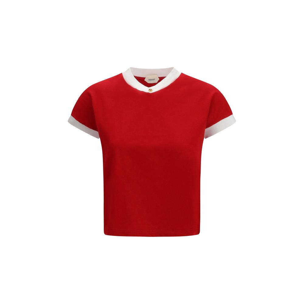 Versace — T-shirt rouge en jersey stretch de coton