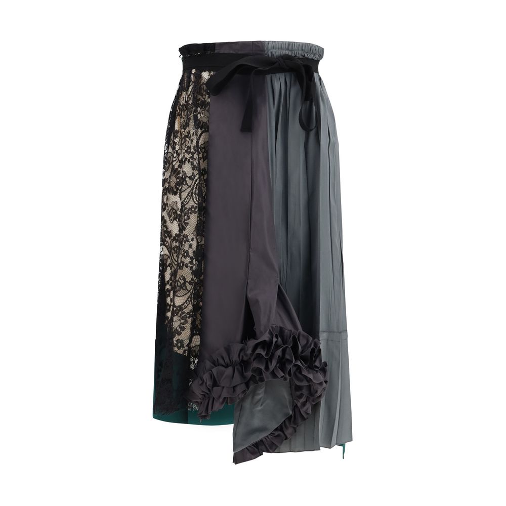 Multicolor Silk Midi Skirt