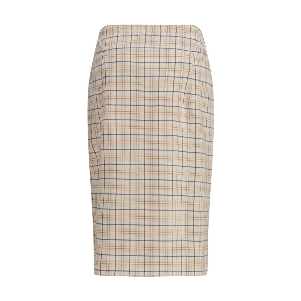 Prada – Jupe crayon en popeline de coton à carreaux