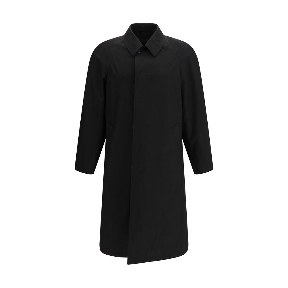 Prada — Manteau noir en coton, coupe droite