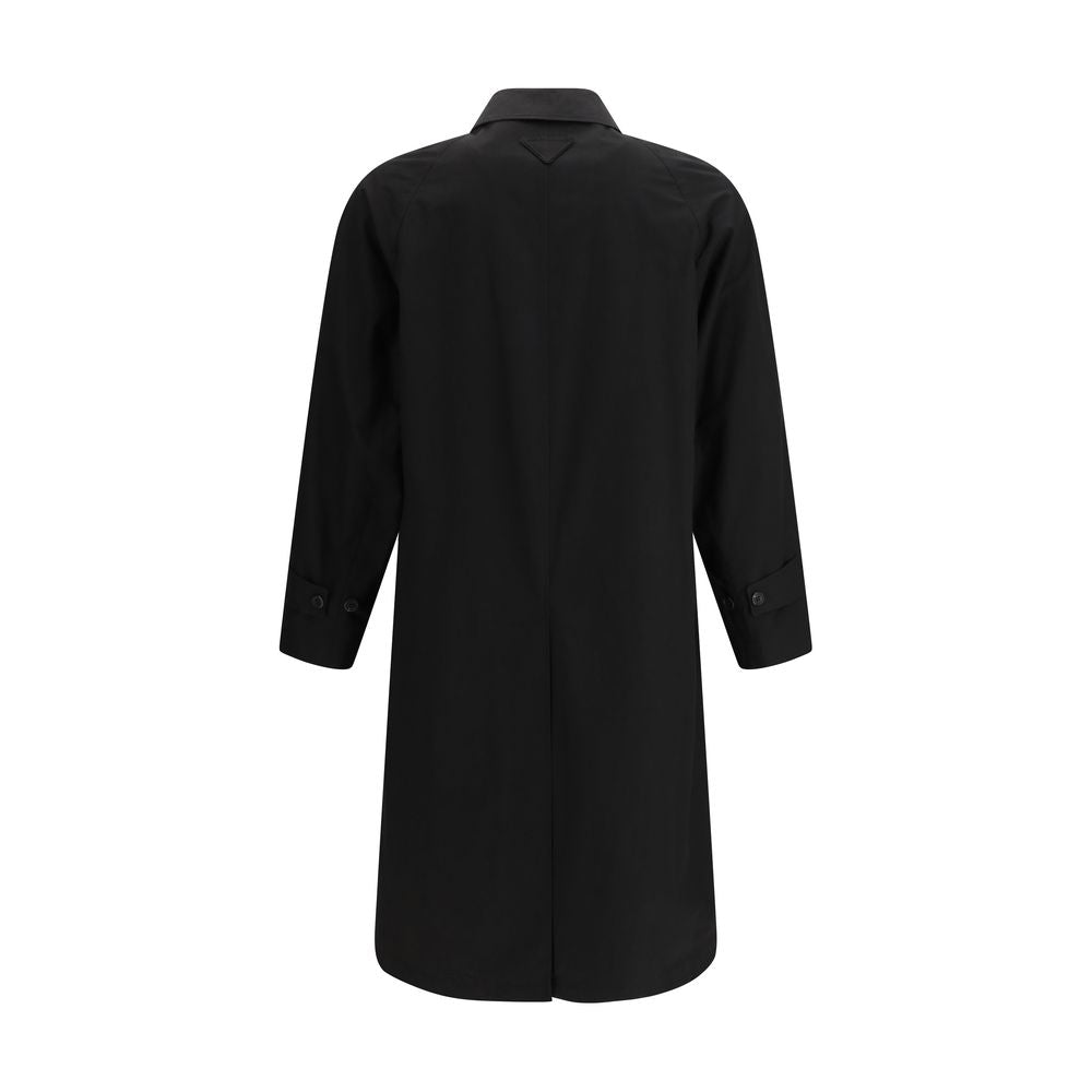 Prada — Manteau noir en coton, coupe droite
