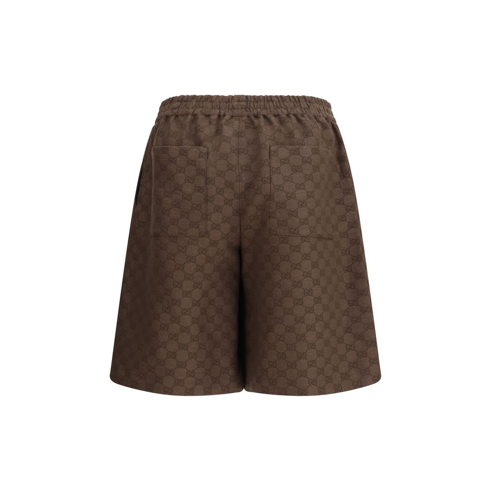 Gucci – Short en lin mélangé avec motif GG