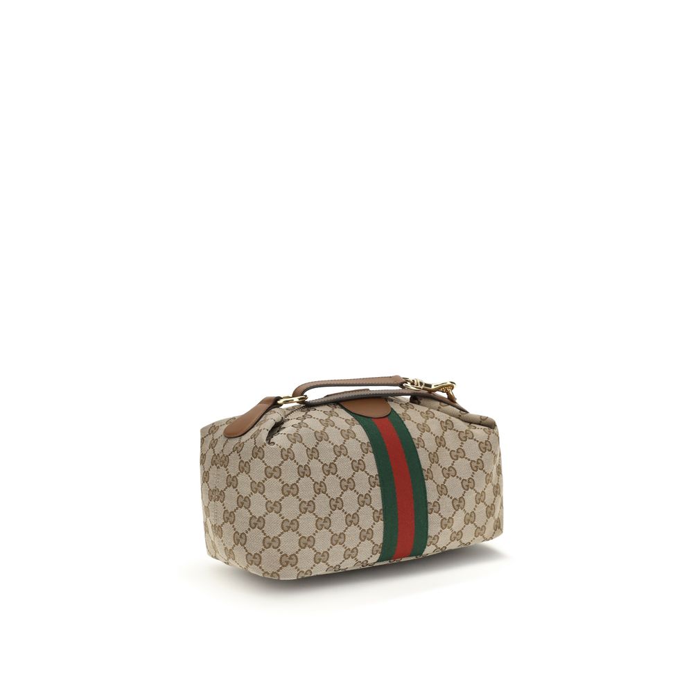 Gucci — Sac Vanity Top moyen en toile GG beige & marron