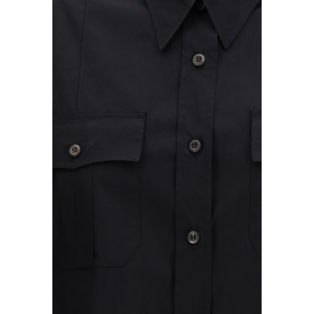 Prada — Chemise manches courtes en popeline noire (Oversize)