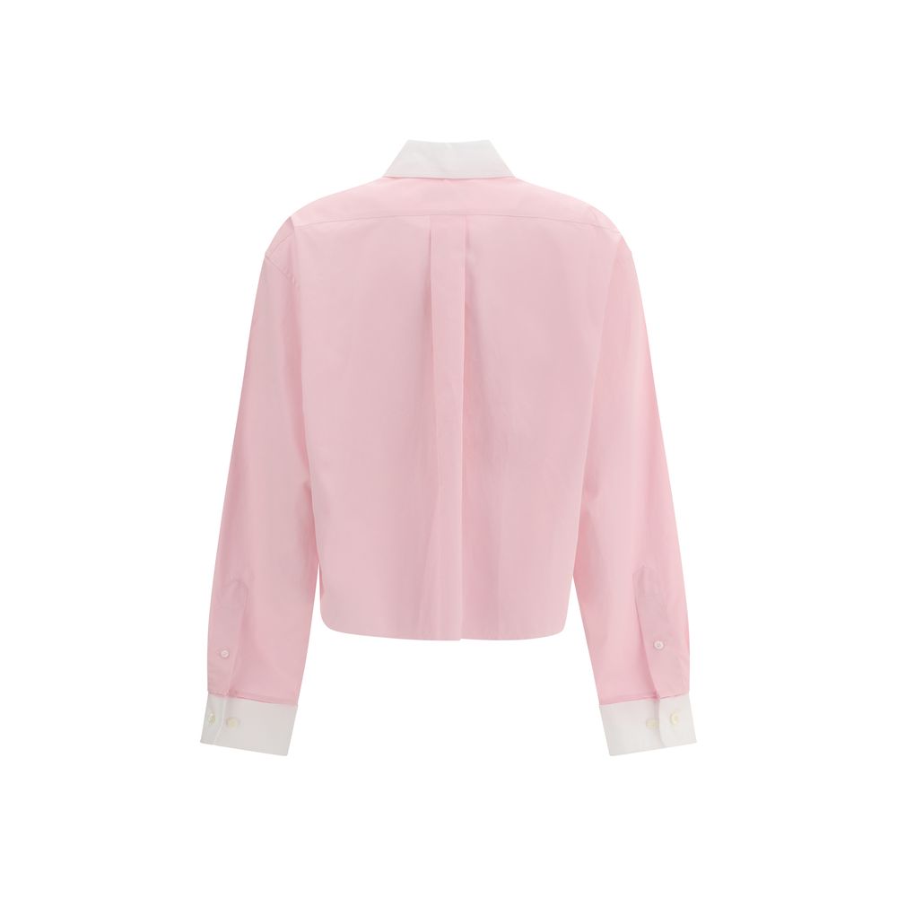Miu Miu – Chemise cropped en coton avec finitions effilochées