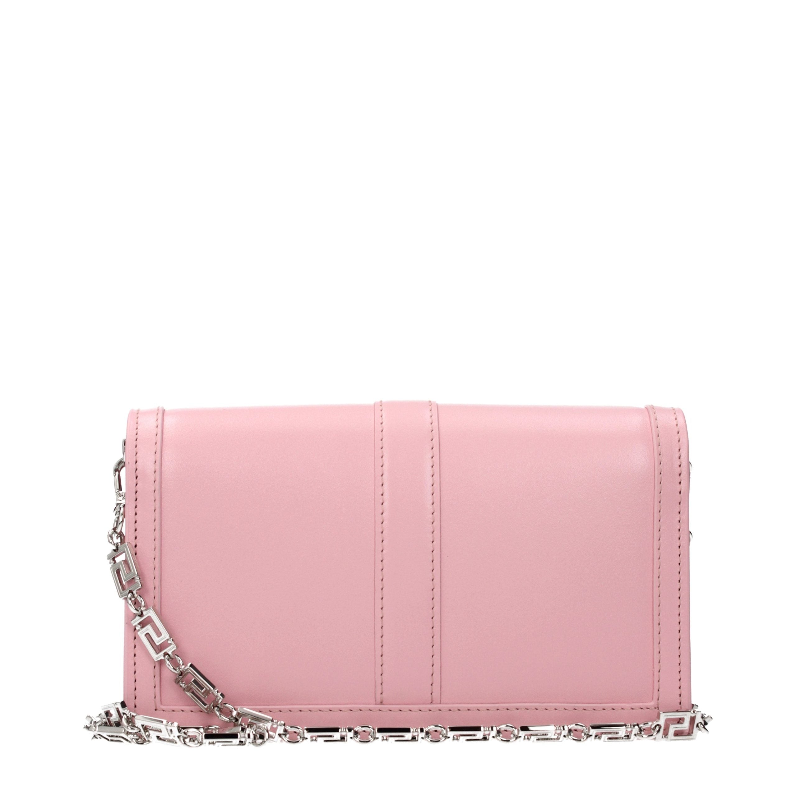 Versace – Sac porté épaule en cuir rose avec logo signature