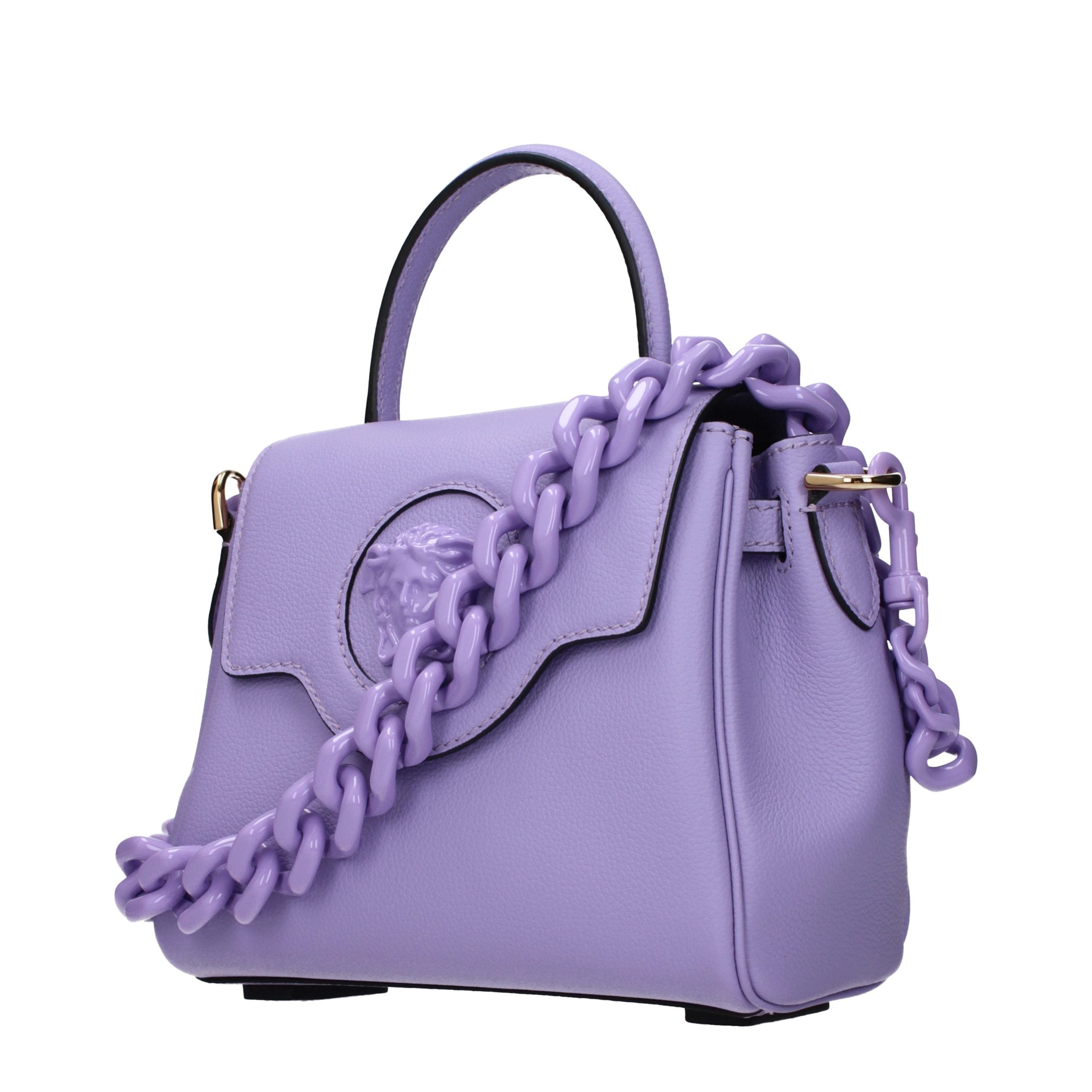 Versace – Sac à main en cuir rose avec détails signature