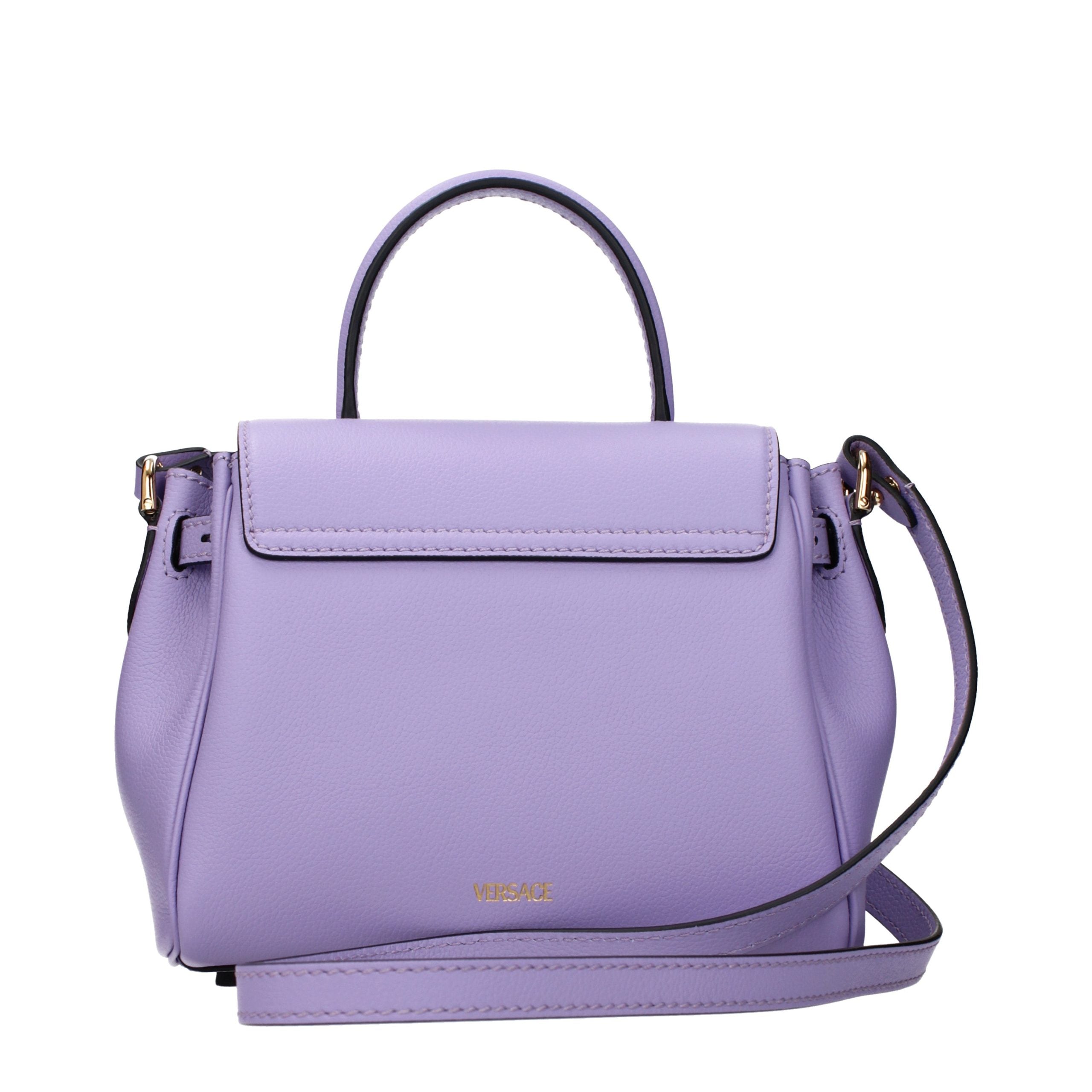 Versace – Sac à main en cuir rose avec détails signature