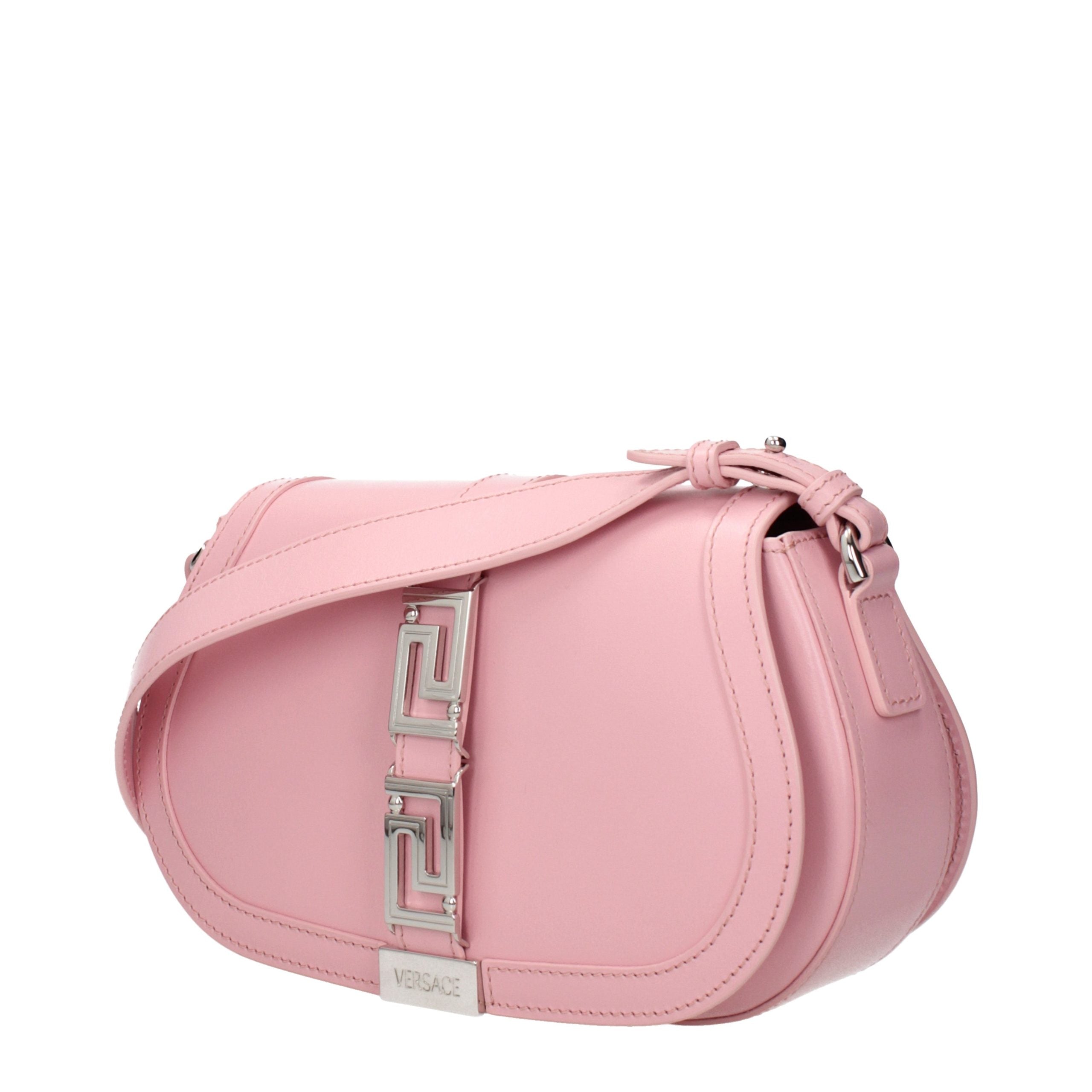 Versace – Sac porté épaule en cuir rose avec logo signature