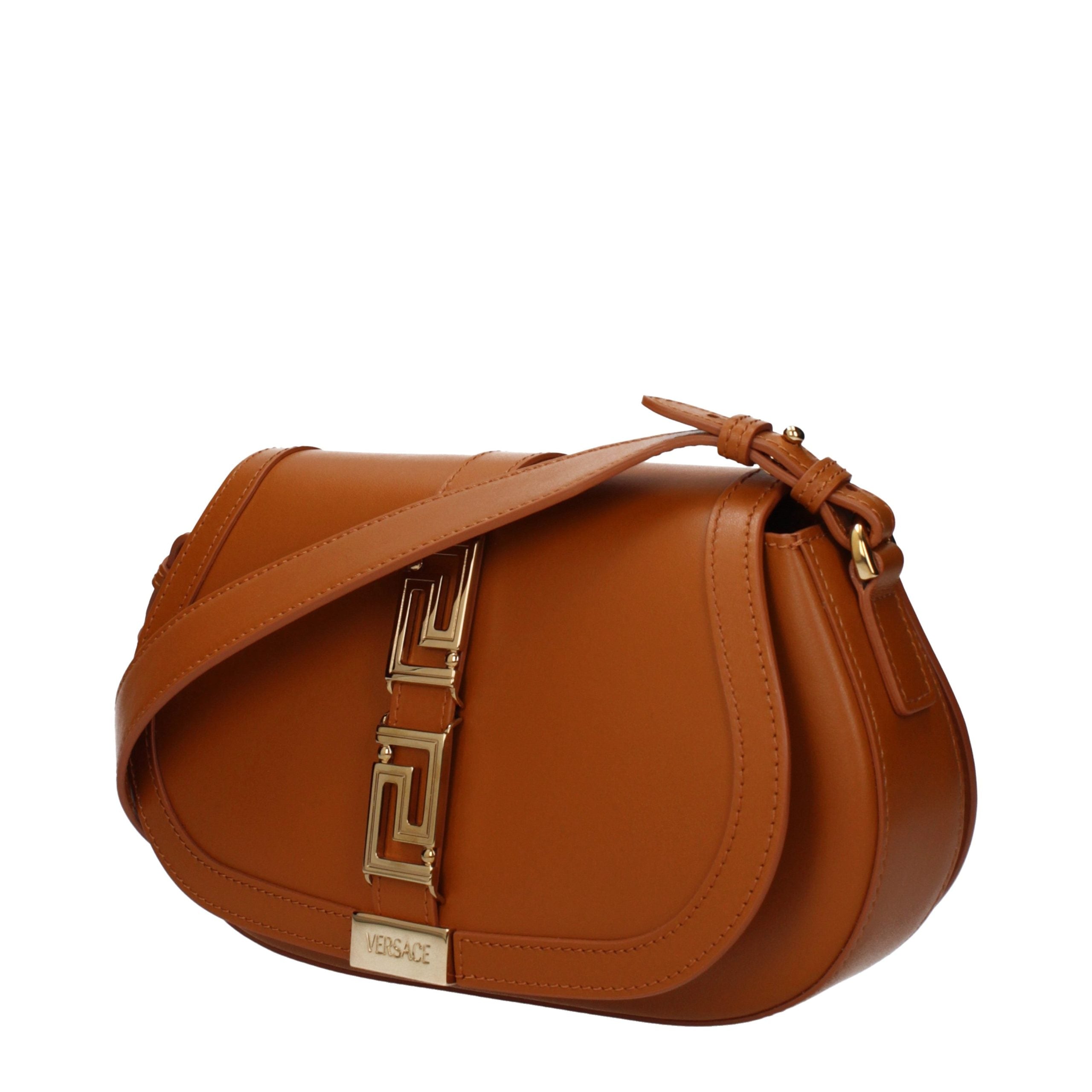 Versace – Sac porté épaule en cuir brun avec logo signature