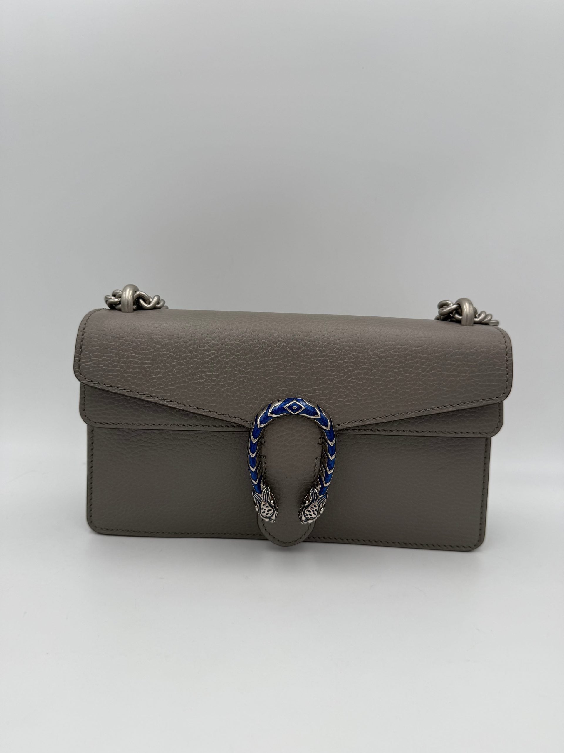 GUCCI DIONYSUS Hammered Leather Grey Handbag