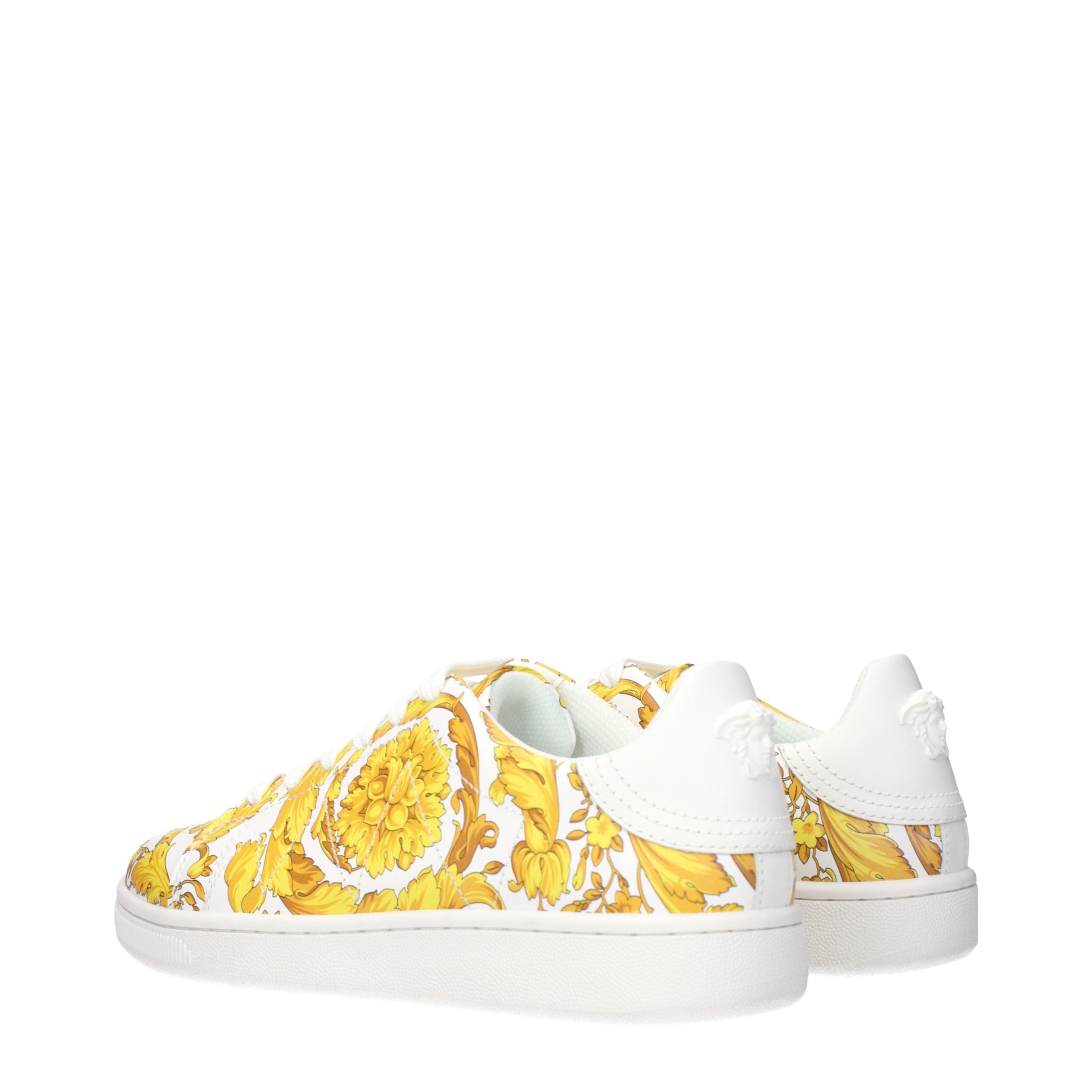 Versace – Sneakers en cuir blanc avec détails signature