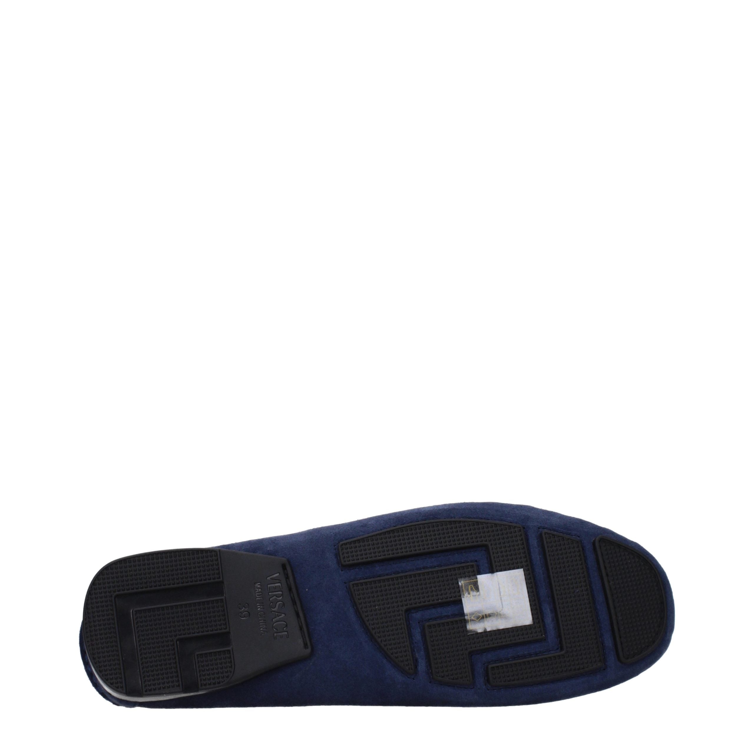 Versace – Loafers en suède bleu à détail signature