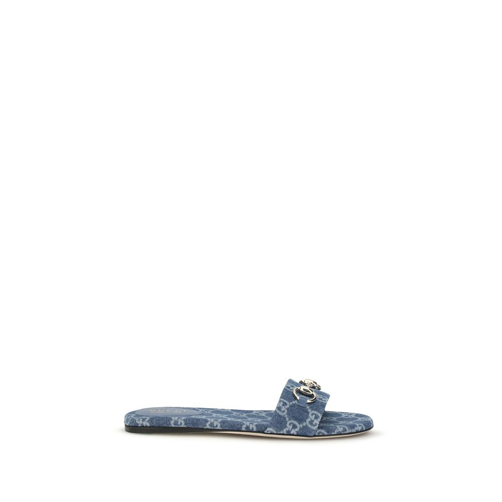 Gucci – Sandales slider en denim GG